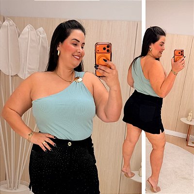 Blusa Nula Viviane Verde Água Plus Size