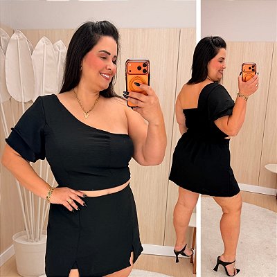 Conjunto Nula Duna Preto Plus Size