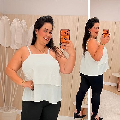 Blusa Alcinha Babado Zaya Off Plus Size