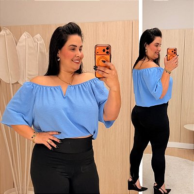 Blusa Ciganinha Aro Deise Azul BB Plus Size