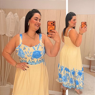 Vestido Vicky Floral Azul Plus Size