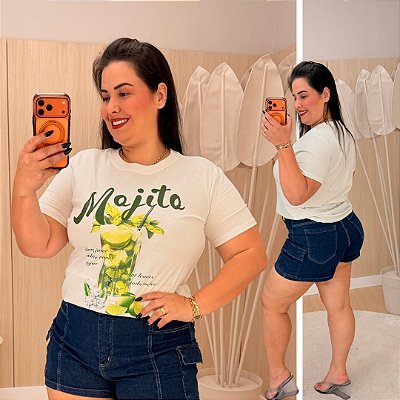 T shirt Mojito Estampado Limão Plus Size