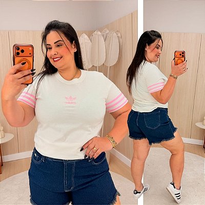 T Shirt AD Estampa Rosa Candy Plus Size
