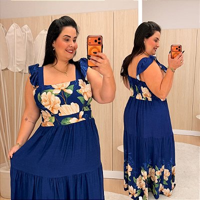 Vestido Lumi Azul Floral Plus Size