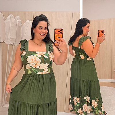 Vestido Lumi Verde Floral Plus Size