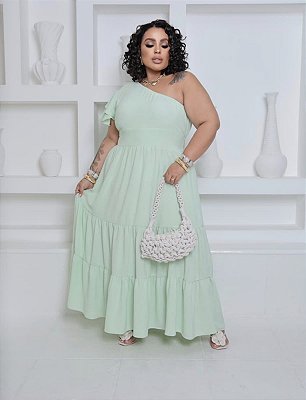 Vestido Nula Babado Marília Verde Plus Size