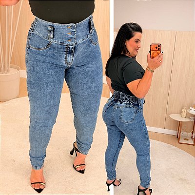 Calça Jeans Cl 3 Botões Natália Plus Size