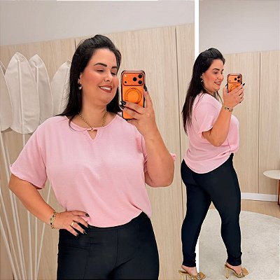 Blusa Manga Duna Beatriz Rosa BB Plus Size