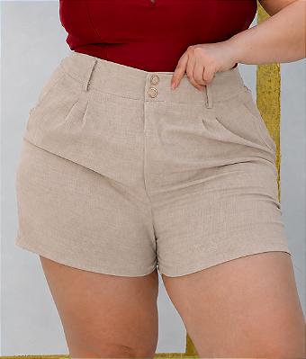 Short Alfaiataria Lidia Areia Plus Size
