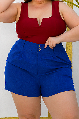 Short Linhão Lidia Azul Royal Plus Size