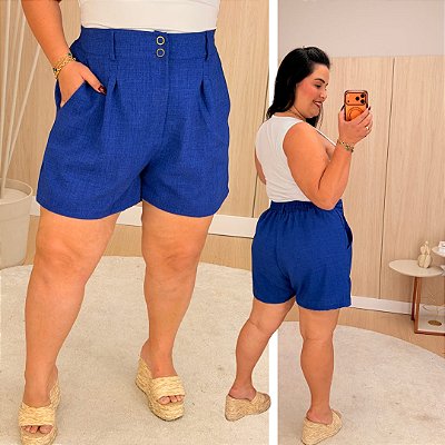 Short Linhão Lidia Azul Royal Plus Size