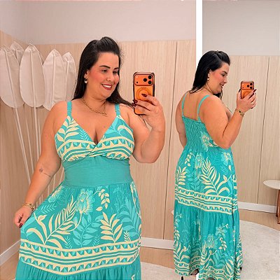 Vestido Alça Farm Tiffany Estampado Plus Size