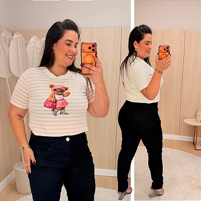 T shirt Ursa Listra Rosa Plus Size