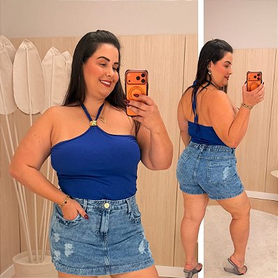 Blusa Gola Gabi Azul Plus Size