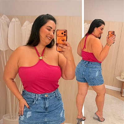 Blusa Gola Gabi Pink Plus Size