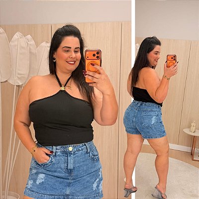 Blusa Gola Gabi Preta Plus Size