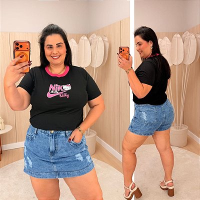 T shirt Hello Kitty Preta Plus Size
