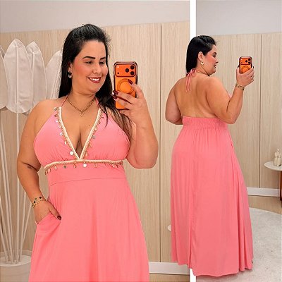 Vestido Alcinha Lis Rosa Plus Size