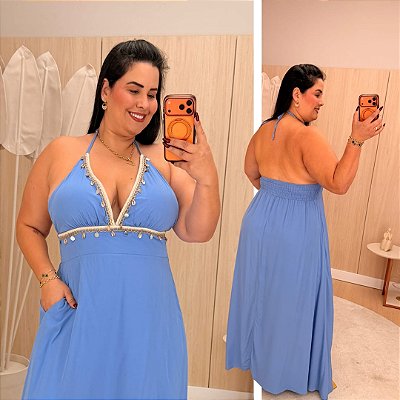Vestido Alcinha Lis Azul Plus Size