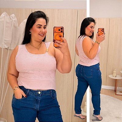 Blusa Nula Laise Rebeca Rosa Plus Size