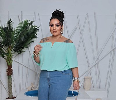 Blusa Ciganinha Aro Deise Verde Plus Size