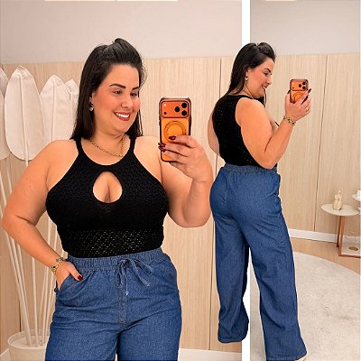 Blusa Modal Monique Preta Plus Size