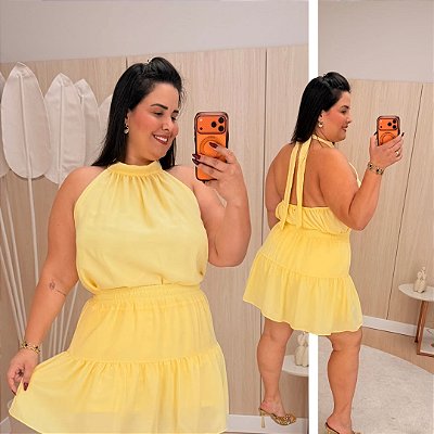 Conjunto Gola Sara Amarelo Plus Size
