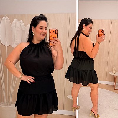 Conjunto Gola Sara Preto Plus Size