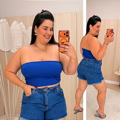 Top Faixa Lupita Azul Royal Plus Size