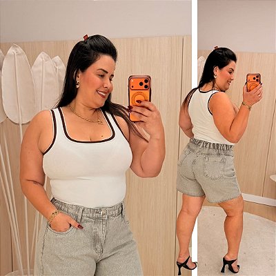 Regata Ribana Listra Sara Branca Plus Size