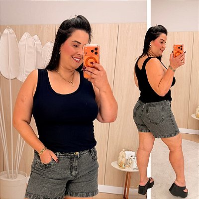 Regata Básica Bel Preta Plus Size