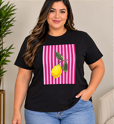 T shirt Limon Preta Plus Size