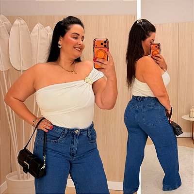 Body Fivela Branco Plus Size