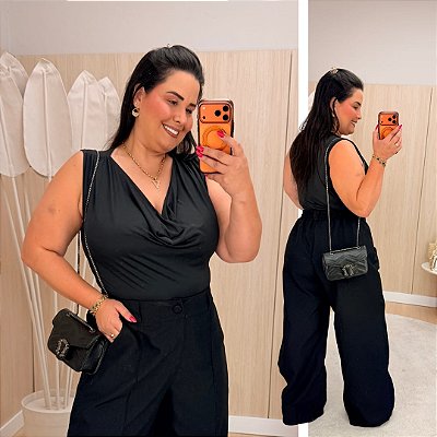 Body Gola Boba Preta Plus Size