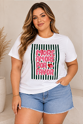 T shirt Estampa More Amore Off Plus Size