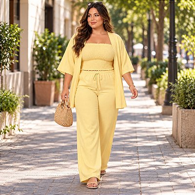 Trijunto Bela Amarelo Plus Size