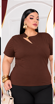 Blusa Viviana Marrom Plus Size