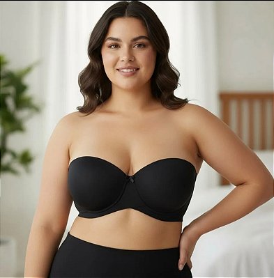 Sutiã Tomara que Caia Preto Liso Plus Size