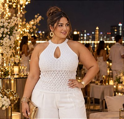 Blusa Modal Monique Branca Plus Size