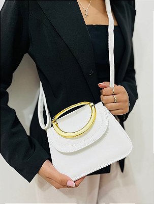 Bolsa Nina Branca e Dourada Plus Size