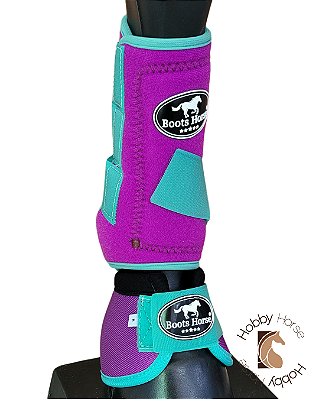 Kit caneleiras dianteiras + cloches Boots Horse roxo/verde água
