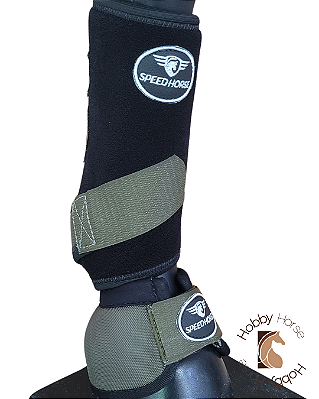 Kit caneleiras dianteiras + cloches Speed Horse verde militar/preto