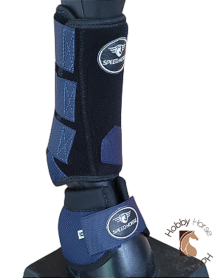 Kit caneleiras dianteiras + cloches Speed Horse azul marinho/preto