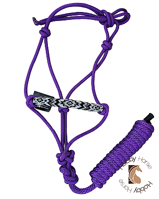 Cabresto 7 nós bordado em miçangas roxo Boots Horse