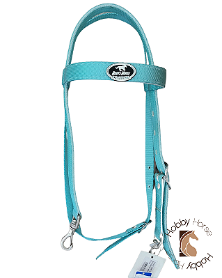 Cabeçada de nylon com afogador e mosquetão verde água