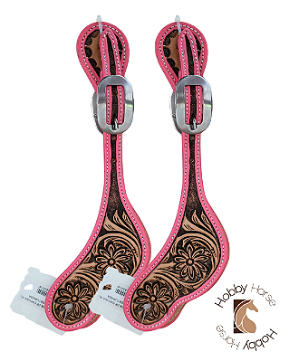 Correia de espora bordada costura rosa