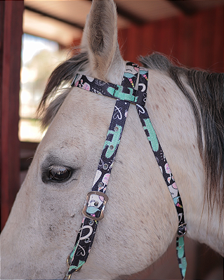 Cabeçada de nylon com afogador e mosquetão unicórnio