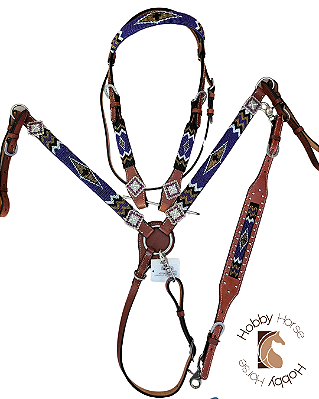 Conjunto peiteira + cabeçada + levantador de peiteira roxo