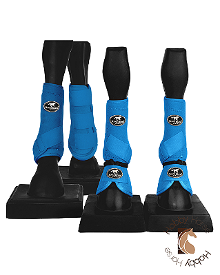 Conjuntos completos de caneleiras e cloches Boots Horse azul turquesa