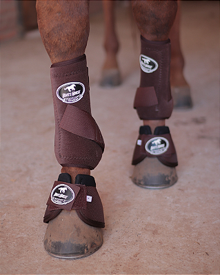 Conjunto dianteiro de caneleiras e cloches marrom Boots Horse